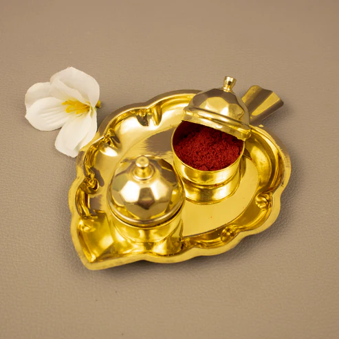 Brass Haldi 2 Leaf Thali